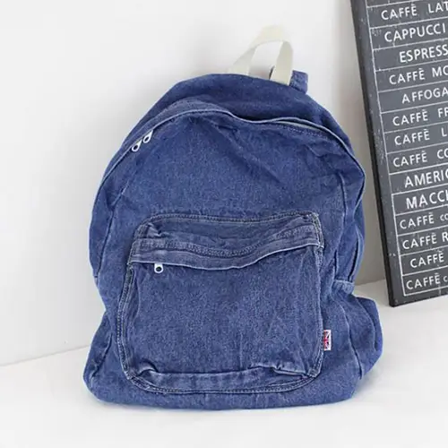  Classic Denim Backpack with Spacious Design and Casual Appeal